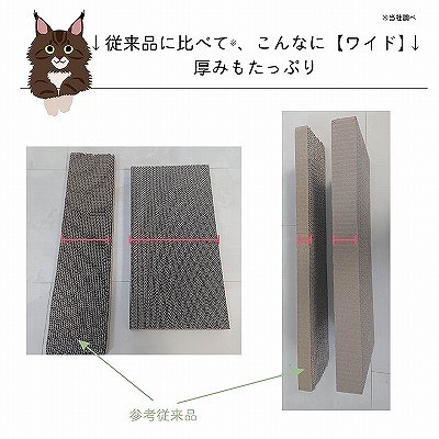 ＜猫壱＞猫用つめとぎ　バリバリパッドワイド　サイズ補足１