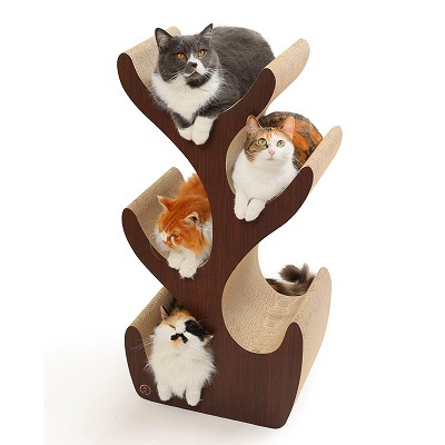 ＜猫壱＞爪とぎ　ダンボール　キャットツリー ダークブラウン＆ブラック　商品画像2