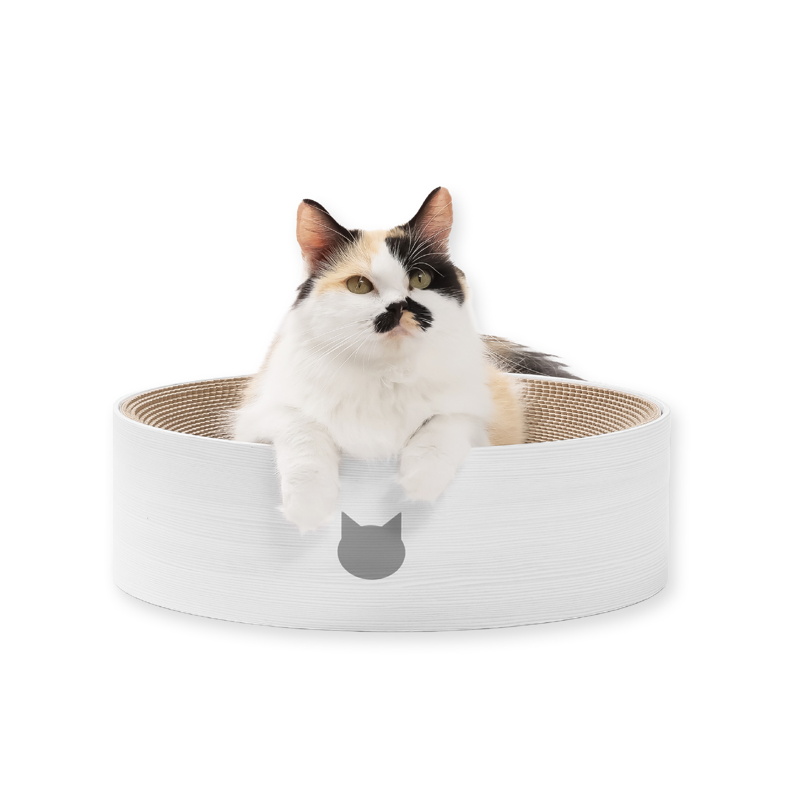 ＜猫壱＞爪とぎ　ダンボール爪とぎ　バリバリボウル　ホワイト