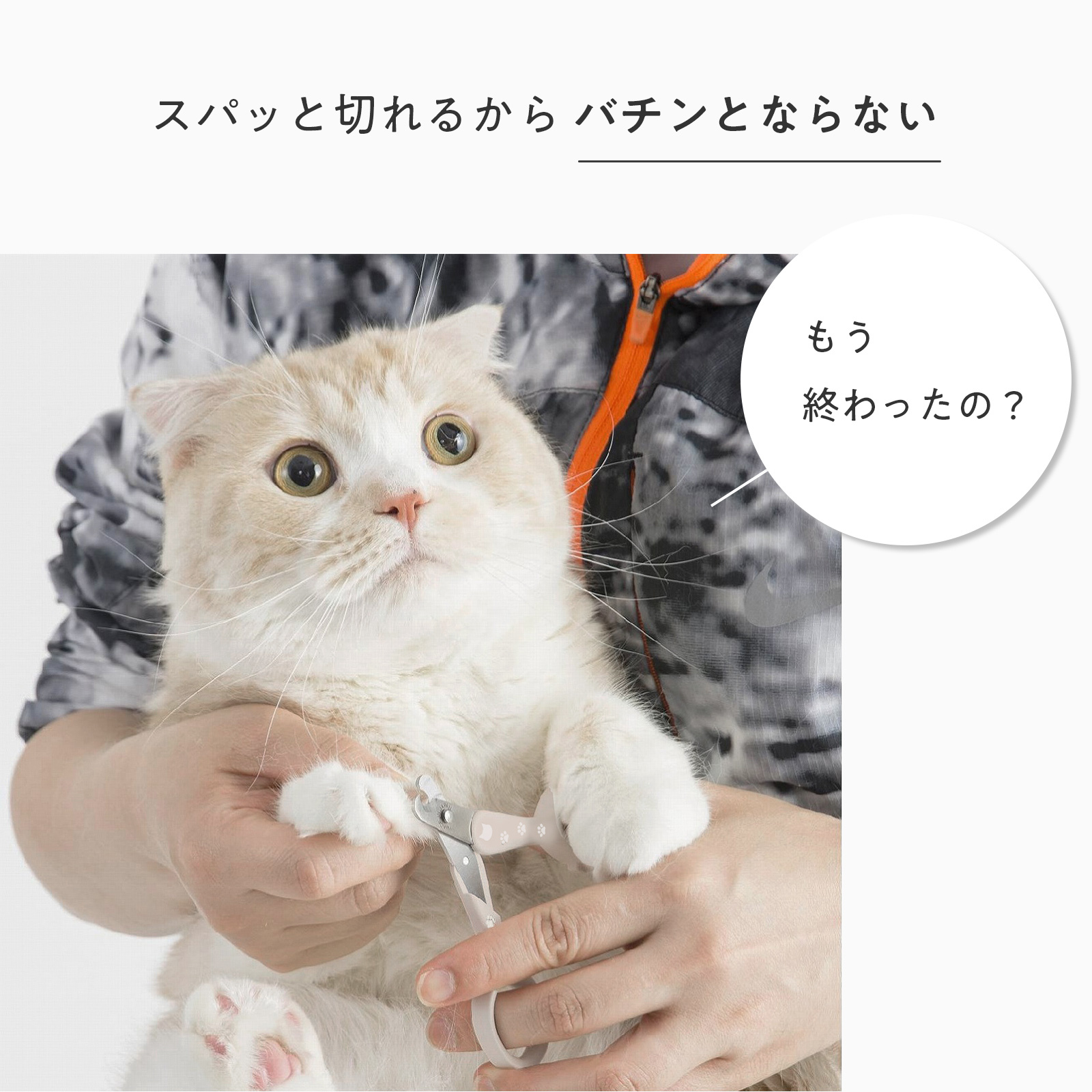 ＜猫壱＞猫用爪切り　猫の爪切り　ストレスなくスパッと切れる猫用爪切り　日本製　猫ちゃん利用図1